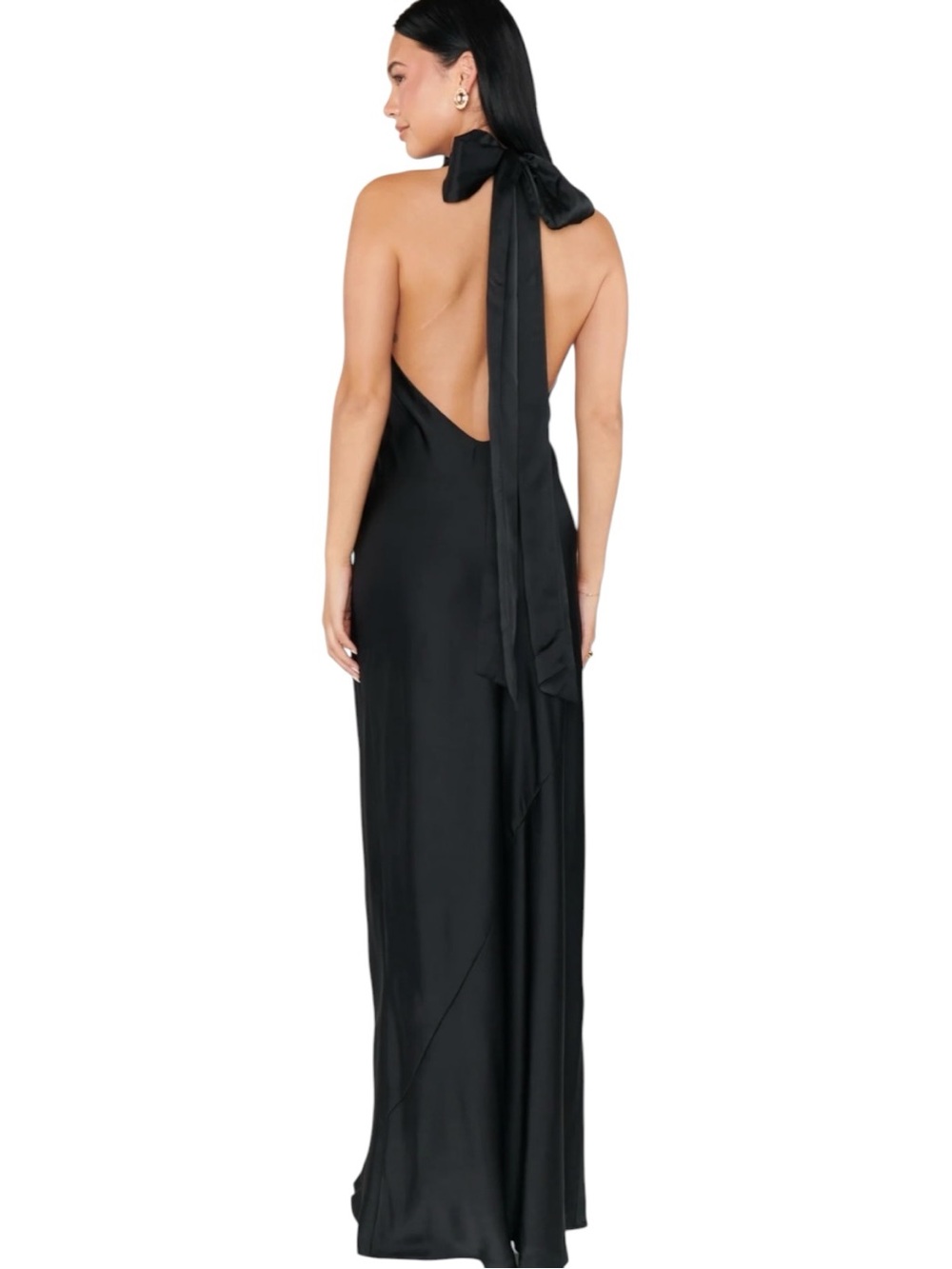 Show Me Your Mumu Lisa Maxi Dress Women Small Black Luxe Satin Self Lined Halter - Picture 16 of 16